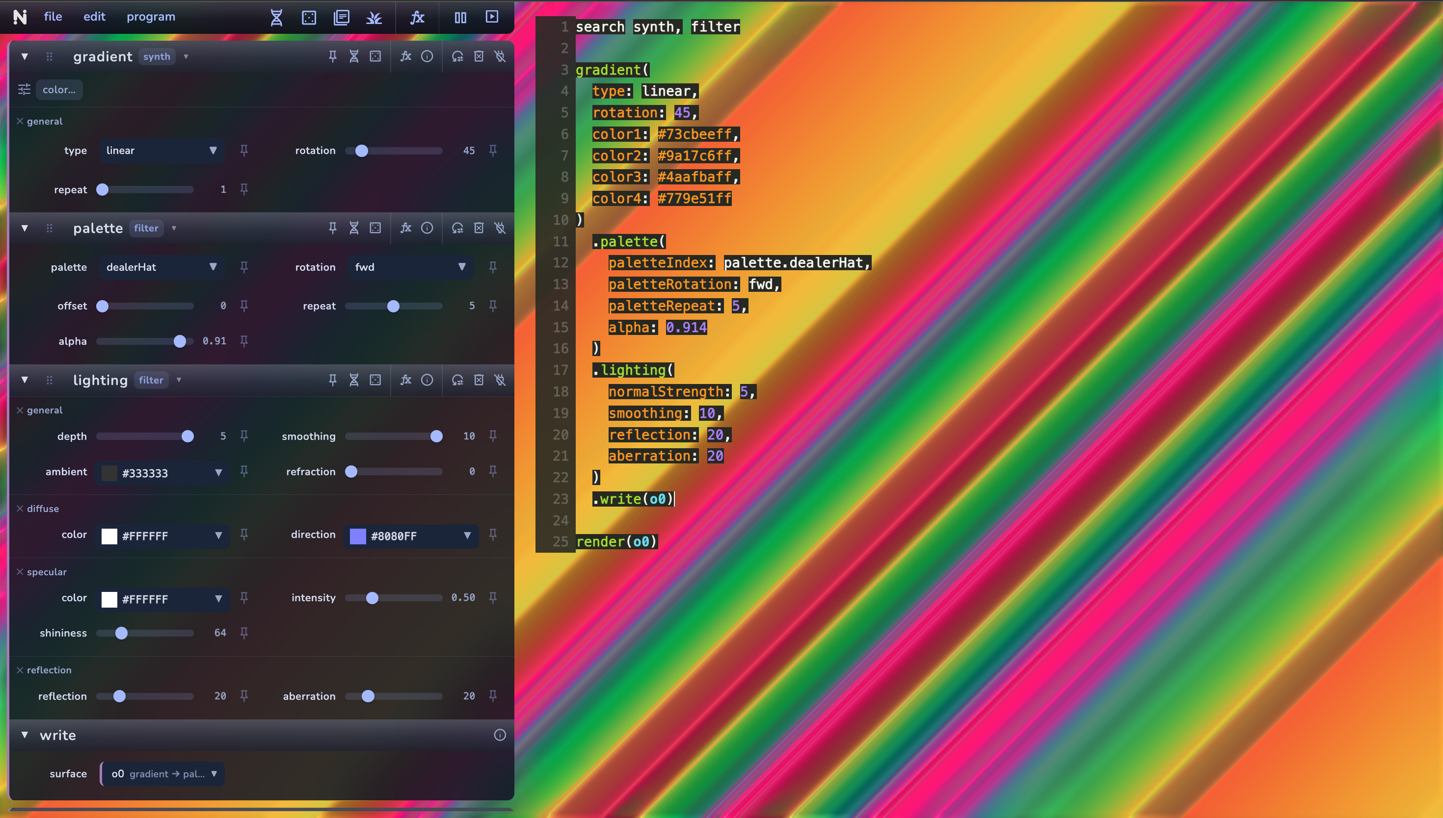 Polymorphic shader editor
